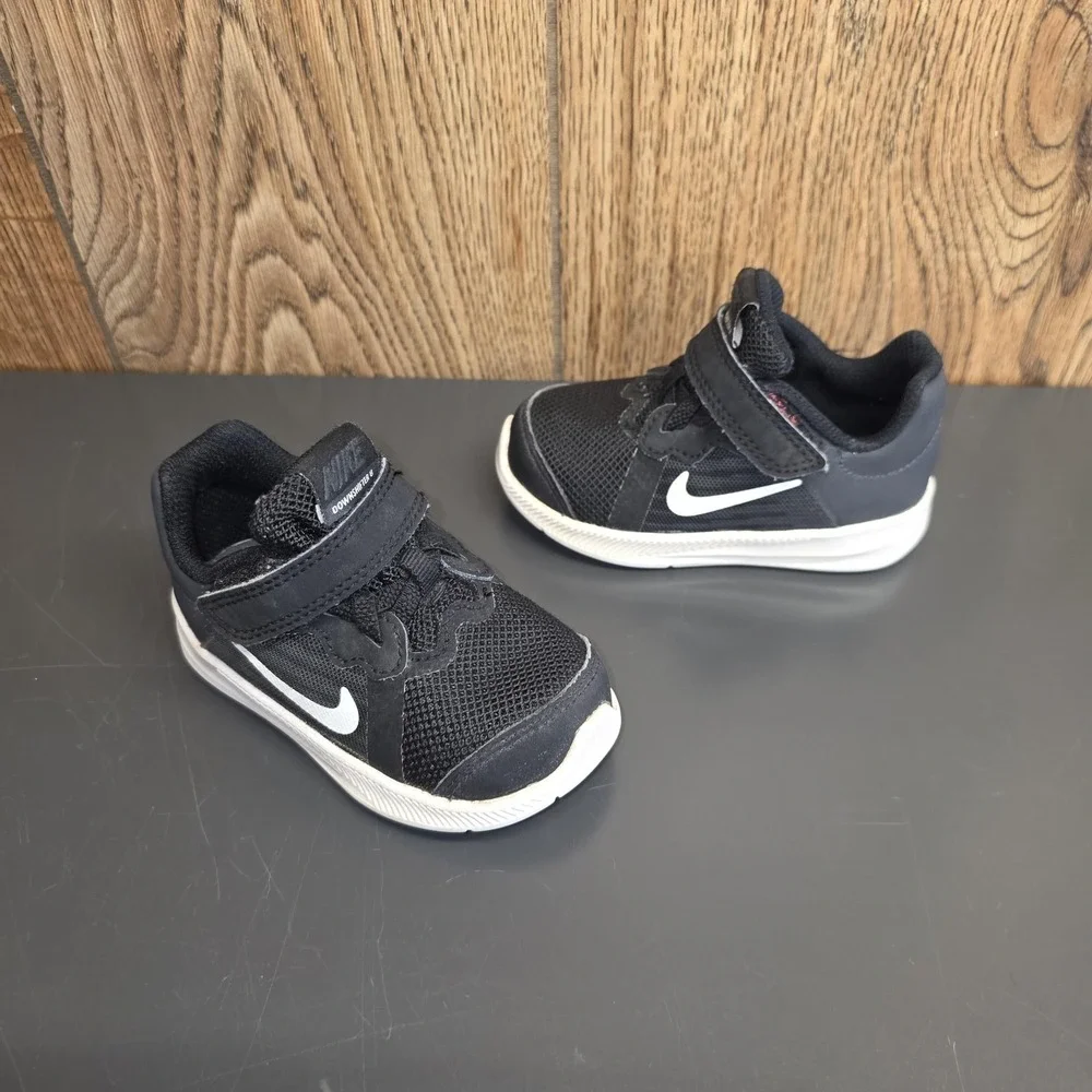 Nike Downshifter 8 Shoes Toddler Boys 5C Black Mesh Hook & Loop Running Sneakers